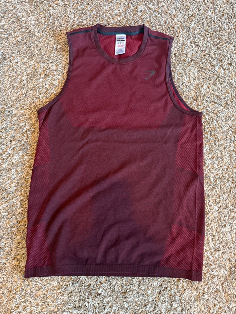Gymshark Men's Burgundy Mesh Workout Tank Top